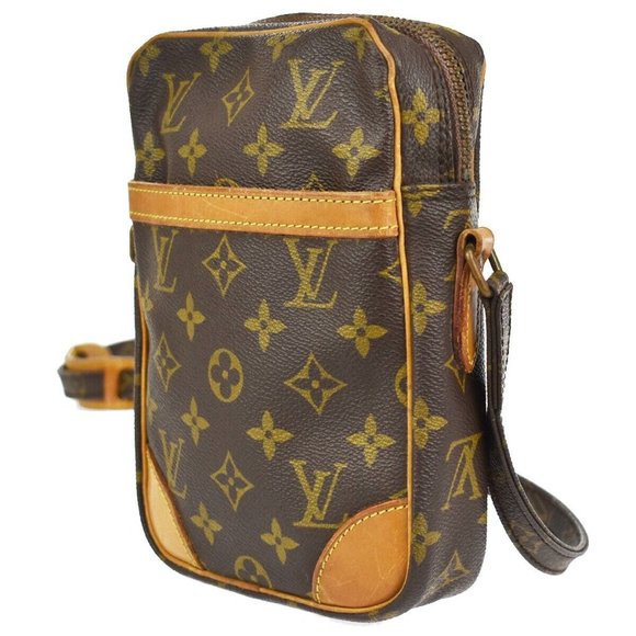 Authentic LOUIS VUITTON Danube Shoulder Bag Monogram Leather Brown France - Picture 11 of 13